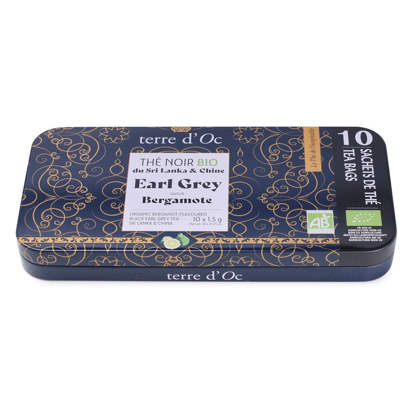 Thé noir bio Earl Grey saveur bergamote 10 sachets terre d'Oc
