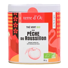 Thé vert pêche du Roussillon bio 80 g terre d'Oc