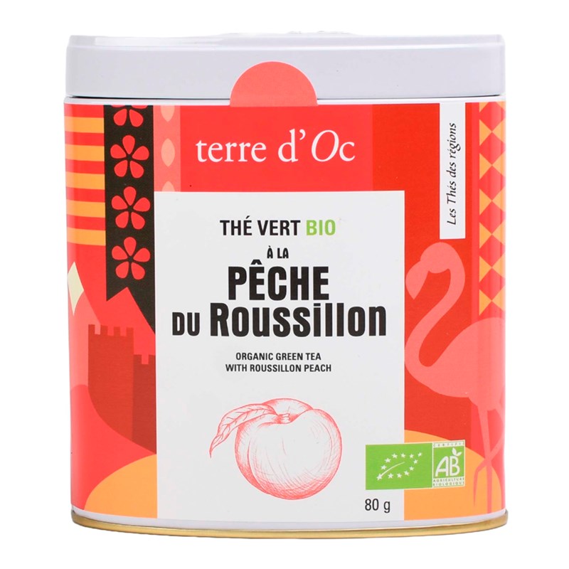 Thé vert pêche du Roussillon bio 80 g terre d'Oc