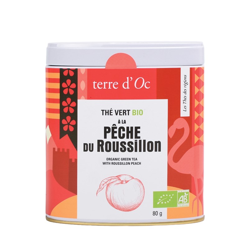 Thé vert pêche du Roussillon bio 80 g terre d'Oc