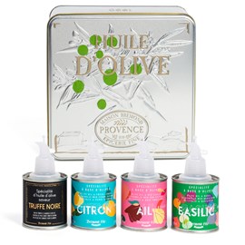 Coffret 4 huiles d'olive extra vierges aromatisées Maison Brémond Provence