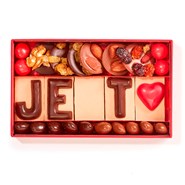 Coffret cadeau assortiment de chocolats noir praliné & gianduja Je t'aime 175g
