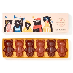 Boîte 6 oursons en guimauve assortiment chocolat au lait et chocolat noir 115g