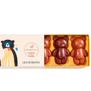 Boîte 6 oursons en guimauve assortiment chocolat au lait et chocolat noir 115g