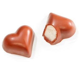 Boîte 5 coeurs en guimauve assortiment chocolat au lait noir chocolat ruby 43g