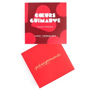 Boîte 5 coeurs en guimauve assortiment chocolat au lait noir chocolat ruby 43g