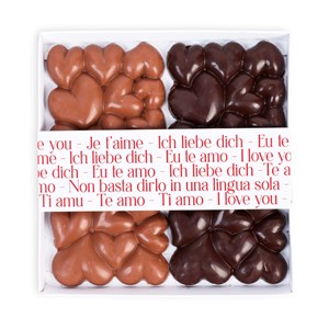 Duo tablettes de chocolat noir et chocolat au lait cœurs Je t'aime 200g
