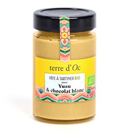Pâte à tartiner yuzu chocolat blanc bio 215g terre d'Oc