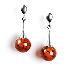 Boucles d'oreilles Goutte ambre & argent