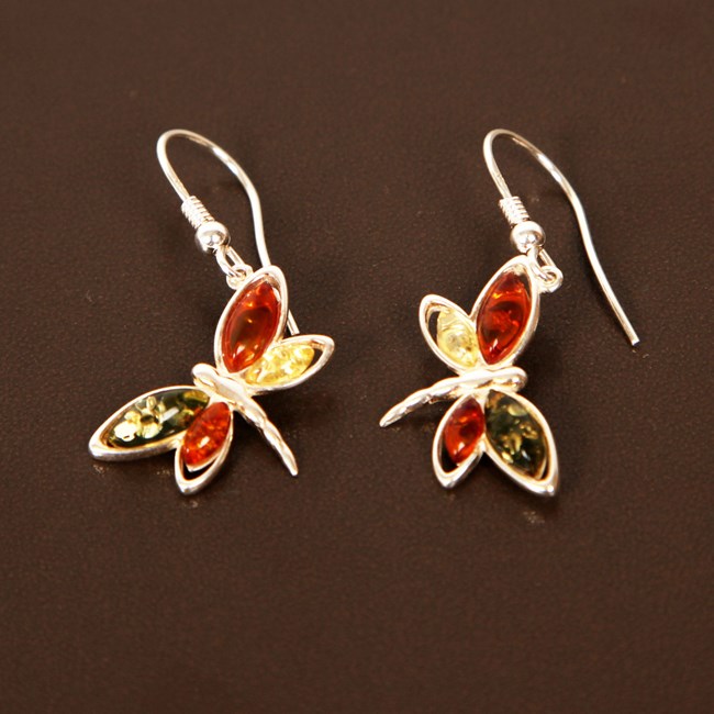 Boucles d'oreilles Libellule en ambre | Nature & Découvertes