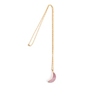Sautoir Lune en Quartz rose