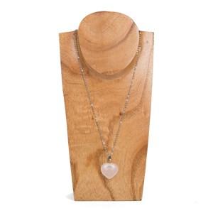 Collier Coeur Quartz rose