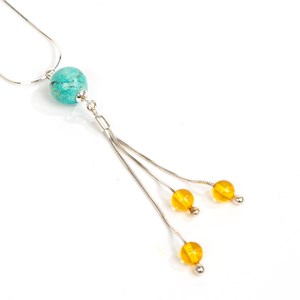 Sautoir turquoise et ambre