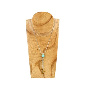 Sautoir turquoise et ambre