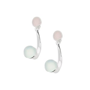 Boucles Agate aqua, quartz rose, argent