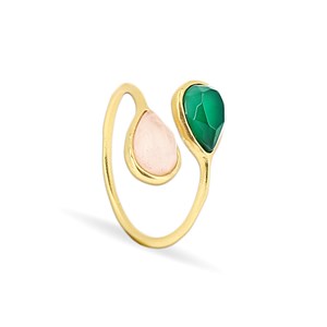 Bague Goutte agate et quartz