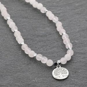 Collier en perles de quartz rose