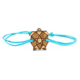 Bracelet lin et bois tortue