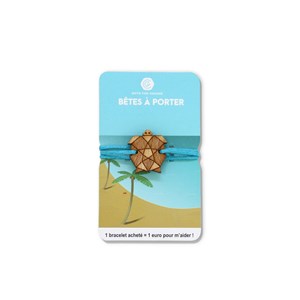 Bracelet lin et bois tortue