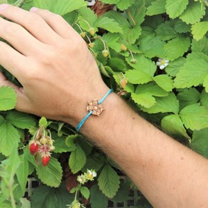 Bracelet lin et bois tortue