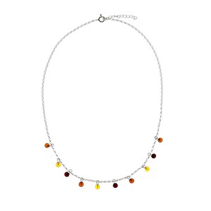 Collier petites billes ambre et argent
