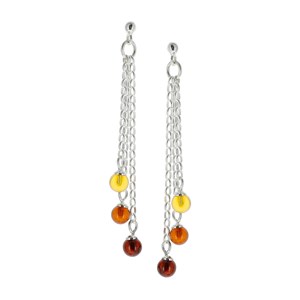 Boucles d'oreilles petites billes ambre