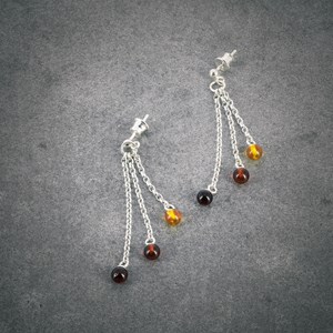 Boucles d'oreilles petites billes ambre