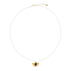 Collier Ginkgo ambre et argent