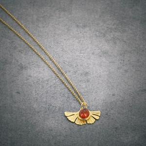 Collier Ginkgo ambre et argent