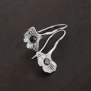 Boucles d'oreilles argent et ambre vert