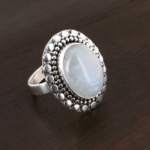 Bague en argent et pierre de Lune 54