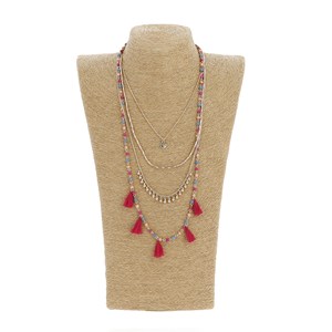 Collier pompons roses