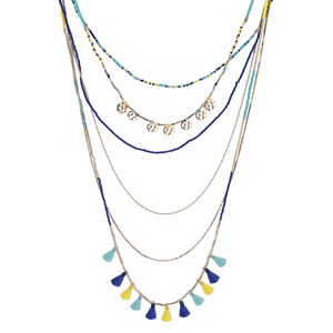Collier pompons bleus