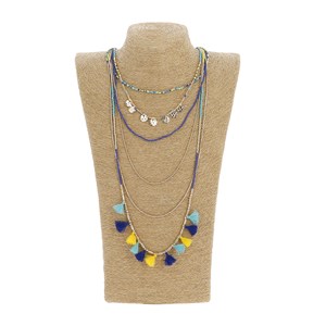 Collier pompons bleus