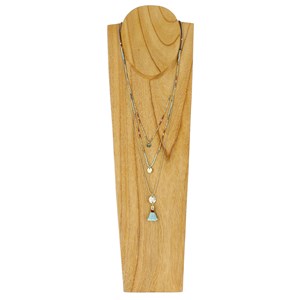 Collier 3 rangs noir turquoise bordeaux
