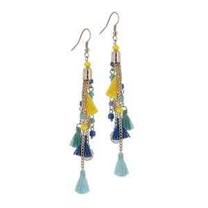 Boucles d'oreilles pompons bleus