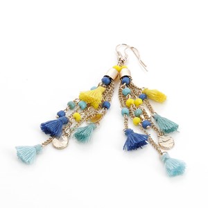 Boucles d'oreilles pompons bleus