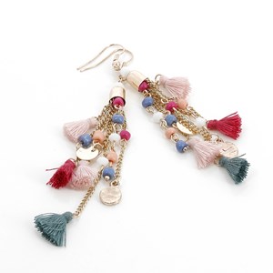 Boucles d'oreilles pompons roses