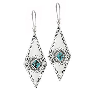 Boucles d'oreilles argent et turquoise