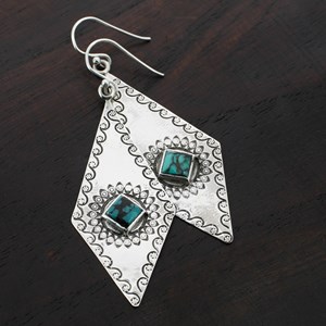 Boucles d'oreilles argent et turquoise