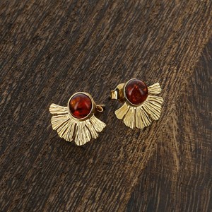 Boucles d'oreilles argent ambre Ginkgo