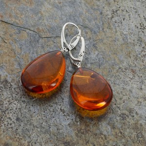 Boucles d'oreilles argent goutte d'ambre