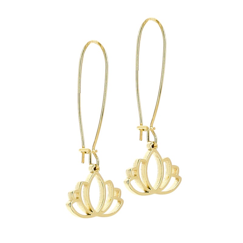 Nature & Découvertes - Boucles Lotus laiton doré émaillé