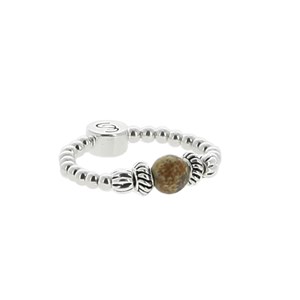 Bague élastique argent 925 et pierre Jaspe rouge