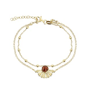 Bracelet doré double Ginkgo ambre