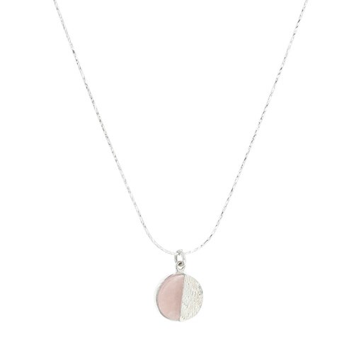 Collier argent et pendentif quartz rose
