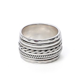 Bague de méditation 6 rangs argent