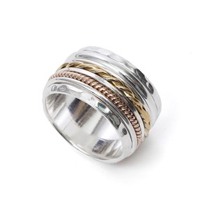 Bague de méditation dorée et argent 58
