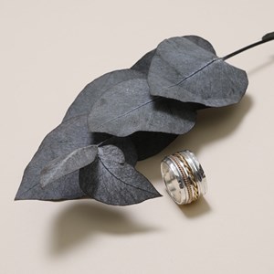 Bague de méditation dorée et argent 58