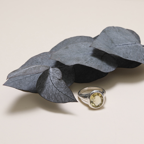Bague En Argent Massif - Modèle Carré Jaune Taille 52 - Bijou Occasion